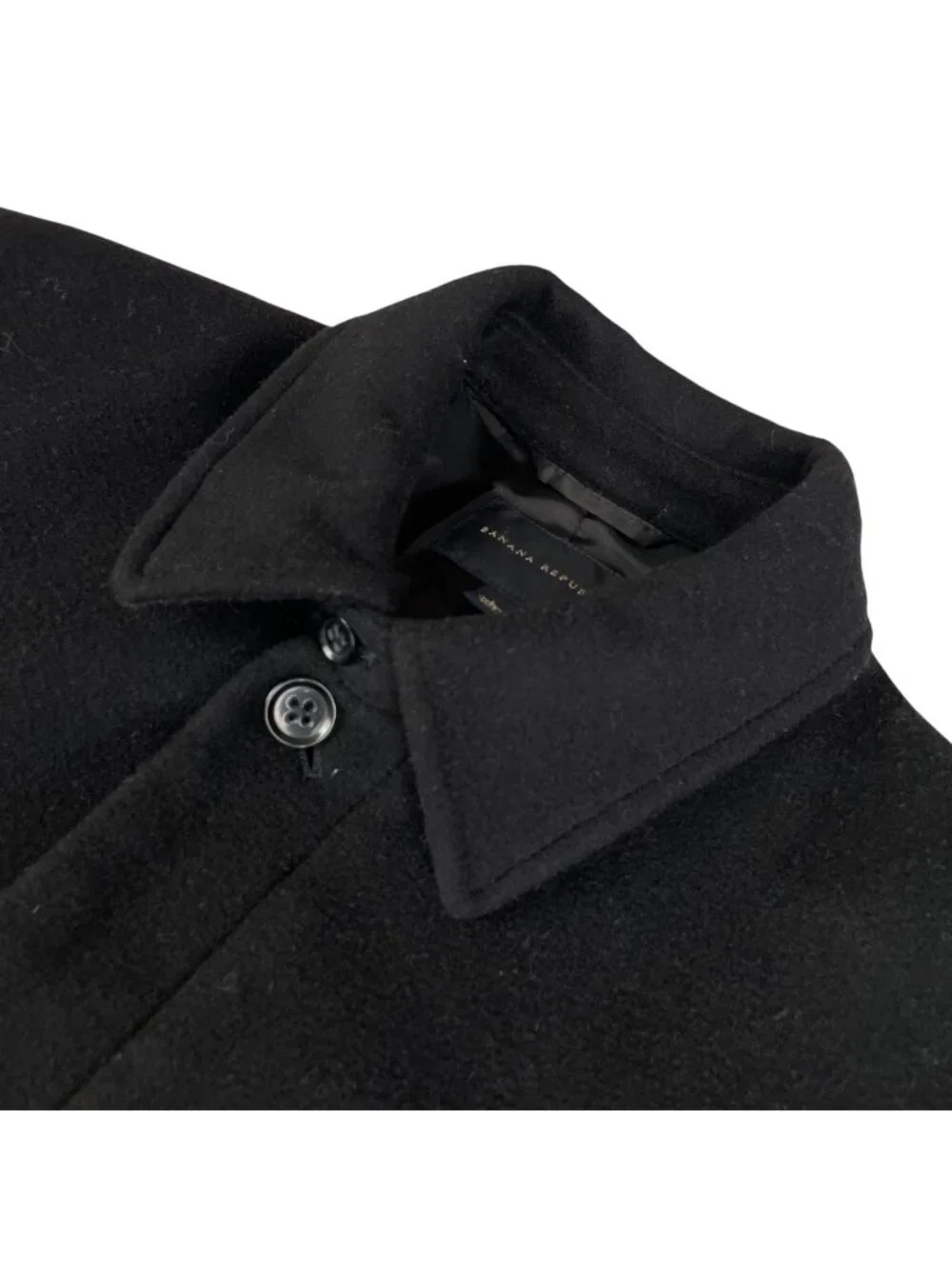 Banana Republic Men's Wool Blend Hidden-Button Trench Over Coat Black • Large